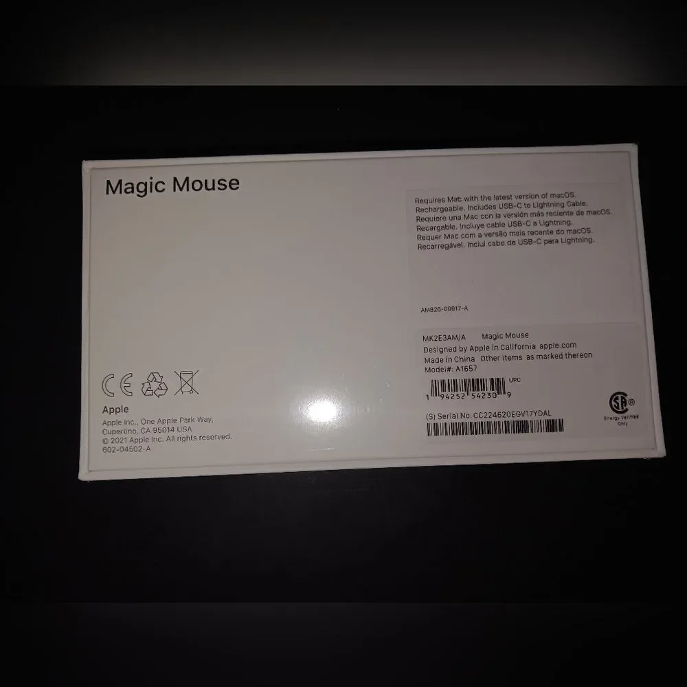 NWOT 2021 Apple Magic Mouse Model #A1657 - Picture 2 of 6